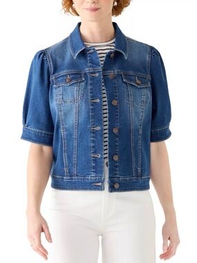 Crown & Ivy Women’s Denim Puff Sleeve Jacket Size Small